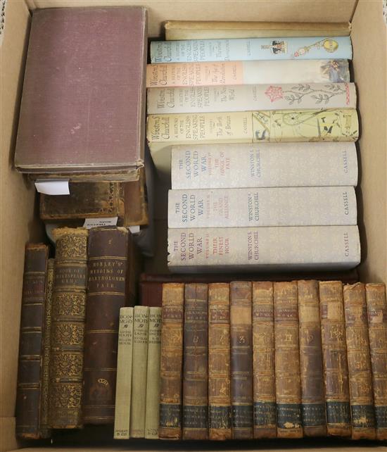 A collection of 18th/19th century leather-bound books and sundry volumes,